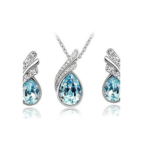 

Women's Crystal Jewelry Set Stud Earrings Drop Earrings Pear Cut Solitaire Drop Ladies Party Casual Basic Fashion Elegant Austria Crystal Earrings Jewelry Red / Blue / Light Blue For Party Special