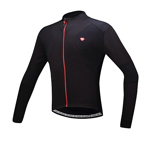 

SANTIC Men's Cycling Jersey Bike Jersey Top Thermal / Warm Fleece Lining Breathable Sports Polyester Winter Black Clothing Apparel Bike Wear Advanced Sewing Techniques / Stretchy