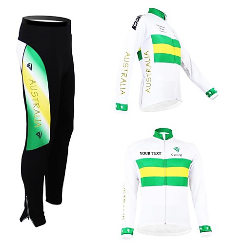 

Customized Cycling Clothing Men's Women's Long Sleeve Cycling Jersey with Tights Australia National Flag Bike Clothing Suit Thermal / Warm Fleece Lining Breathable Waterproof Zipper Reflective Strips