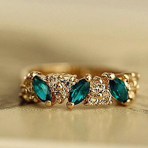 

Band Ring Synthetic Emerald Marquise Cut Gold Silver Alloy Love Ladies Fashion / Women's