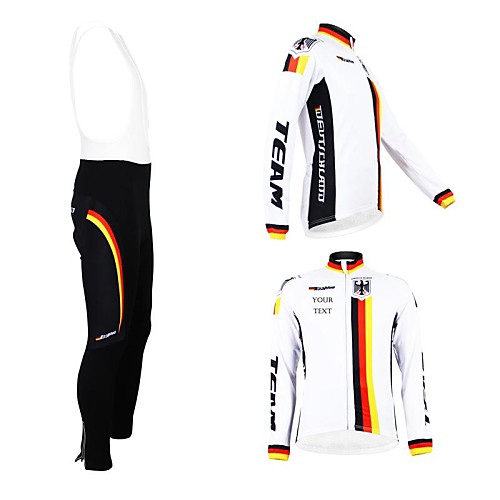 

Customized Cycling Clothing Men's Women's Long Sleeve Cycling Jersey with Bib Tights Germany National Flag Bike Clothing Suit Thermal / Warm Fleece Lining Breathable Waterproof Zipper Reflective