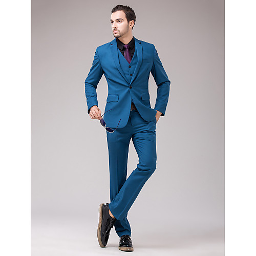 

Blue Slim Fit Suit - Slim Notch Single Breasted One-button / Suits