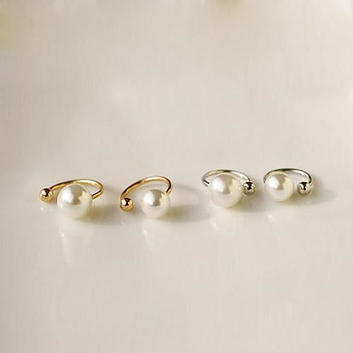 

Women's Pearl Clip on Earring Ear Cuff Ladies Imitation Pearl Earrings Jewelry Silver / Golden For Daily