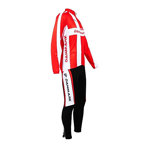 

Customized Cycling Clothing Men's Women's Long Sleeve Cycling Jersey with Tights Denmark National Flag Bike Clothing Suit Thermal / Warm Fleece Lining Breathable Waterproof Zipper Reflective Strips