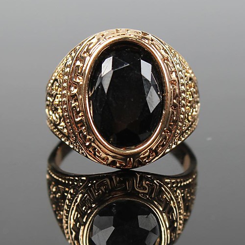 

Statement Ring Solitaire Gold / Black Alloy Magic Vintage Fashion Army / Men's