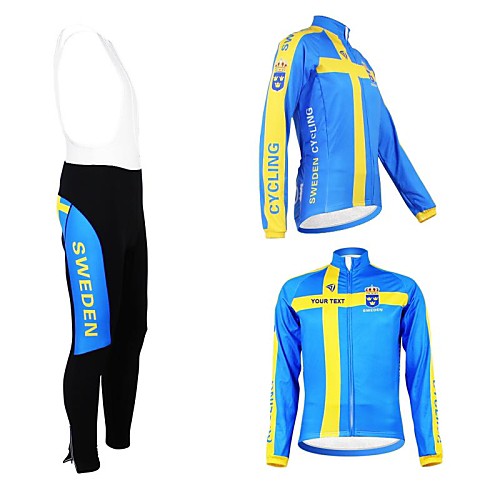 

Customized Cycling Clothing Men's Women's Long Sleeve Cycling Jersey with Bib Tights Sweden National Flag Bike Clothing Suit Thermal / Warm Fleece Lining Breathable Waterproof Zipper Reflective Strips