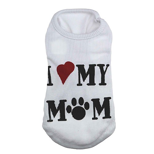 

Cat Dog Shirt / T-Shirt Dog Clothes White Costume Terylene Heart Letter & Number XS S M L
