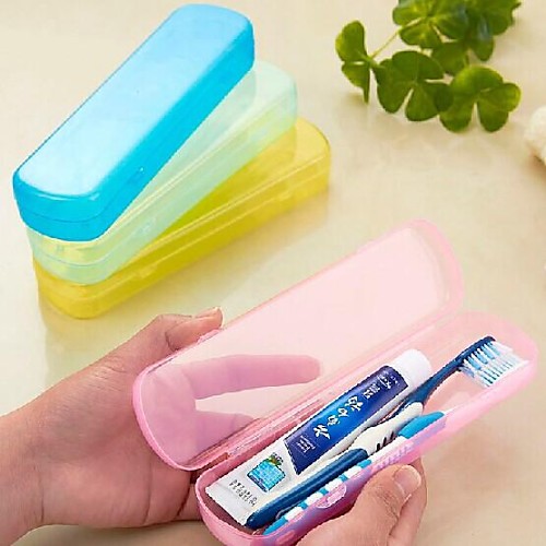 

Travel Toothbrush Container/Protector Durable Portable for ToiletriesYellow Green Blue Blushing Pink