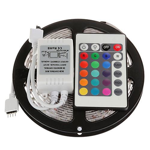 

ZDM 5M LED Strip Lights Flexible RGB Tiktok Lights 300 x 2835 8mm IR 24Key Remote Control Linkable Self-adhesive Color-Changing