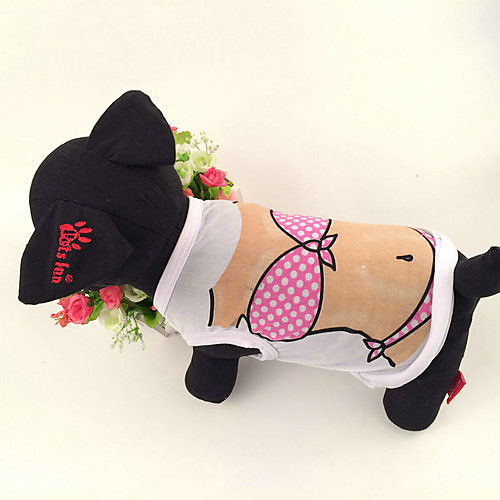 

Dog Shirt / T-Shirt Cartoon Dog Clothes Puppy Clothes Dog Outfits White Costume for Girl and Boy Dog Cotton XS S M L