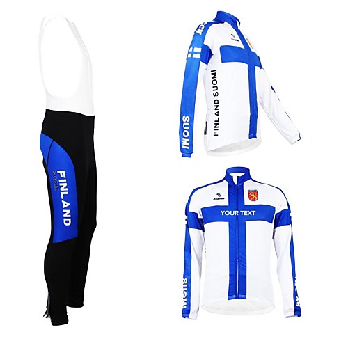 

Customized Cycling Clothing Men's Women's Long Sleeve Cycling Jersey with Bib Tights Finland National Flag Bike Clothing Suit Breathable Waterproof Zipper Reflective Strips Polyester