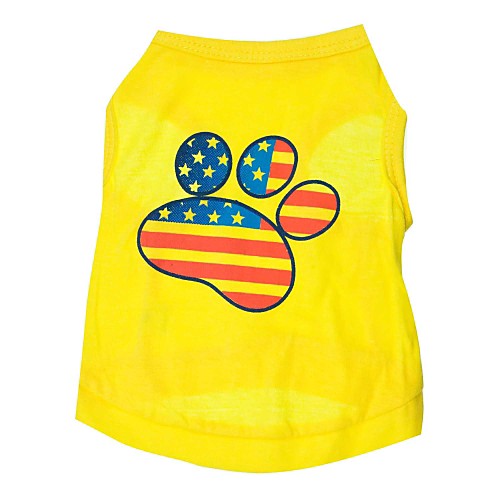 

Cat Dog Shirt / T-Shirt Puppy Clothes American / USA Dog Clothes Puppy Clothes Dog Outfits Breathable Yellow Costume for Girl and Boy Dog Cotton XS S M L