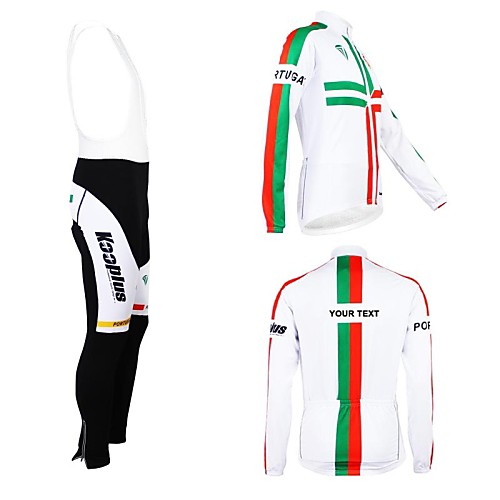 

Customized Cycling Clothing Men's Women's Long Sleeve Cycling Jersey with Bib Tights Portugal National Flag Bike Clothing Suit Thermal / Warm Fleece Lining Breathable Waterproof Zipper Reflective