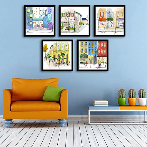 

Framed Canvas Framed Set - Architecture PVC Illustration Wall Art