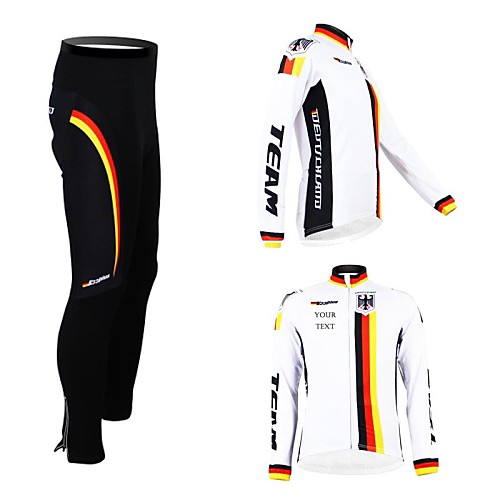 

Customized Cycling Clothing Men's Women's Long Sleeve Cycling Jersey with Tights Germany National Flag Bike Clothing Suit Thermal / Warm Fleece Lining Breathable Waterproof Zipper Reflective Strips