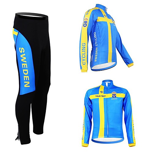 

Customized Cycling Clothing Men's Women's Long Sleeve Cycling Jersey with Tights Sweden National Flag Bike Clothing Suit Thermal / Warm Fleece Lining Breathable Waterproof Zipper Reflective Strips