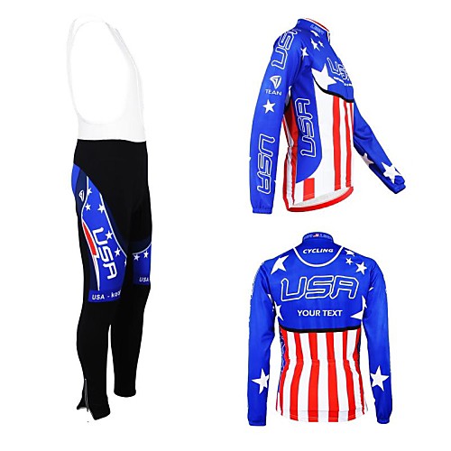 

Customized Cycling Clothing Men's Women's Long Sleeve Cycling Jersey with Bib Tights National Flag Bike Clothing Suit Breathable Waterproof Zipper Reflective Strips Polyester / High Elasticity