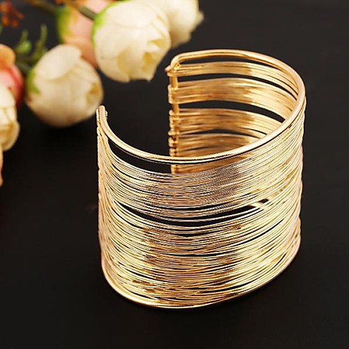 

Women's Bracelet Bangles Cuff Bracelet Ladies Stainless Steel Bracelet Jewelry Golden / Silver For Wedding Party Daily Casual / Silver Plated / Platinum Plated