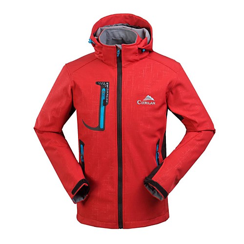 

Cikrilan Hiking Softshell Jacket Winter Outdoor Waterproof Windproof Winter Jacket Top Fleece Softshell Single Slider Camping / Hiking Snowsports Snowboarding Black Red Blue Grey Green / Long Sleeve