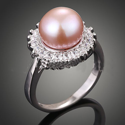 

Women's Statement Ring Pearl Cream Dark Pink Pearl Imitation Pearl Zircon Ladies Luxury Fashion Wedding Party Jewelry / Cubic Zirconia / Cubic Zirconia / Alloy