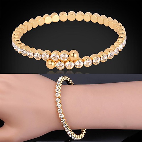 

Women's Synthetic Diamond Charm Bracelet Cuff Bracelet Tennis Bracelet Ladies Luxury Platinum Plated Bracelet Jewelry Golden / Silver For Christmas Gifts Wedding Party Daily Casual Sports