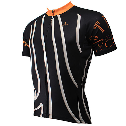 

ILPALADINO Men's Short Sleeve Cycling Jersey Polyester Black Stripes Bike Jersey Top Mountain Bike MTB Road Bike Cycling Breathable Quick Dry Ultraviolet Resistant Sports Clothing Apparel / Stretchy