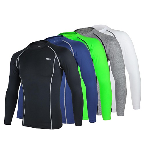 

Arsuxeo Men's Long Sleeve Cycling Jersey Winter Fleece Elastane Polyester White Black Light Green Bike Base layer Jersey Compression Clothing Mountain Bike MTB Road Bike Cycling Breathable Quick Dry