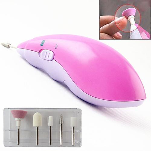 

5in1 electric manicure pedicure set nail grinding polish buff drill 5 assembling cone heads powered by 2 aaa battery