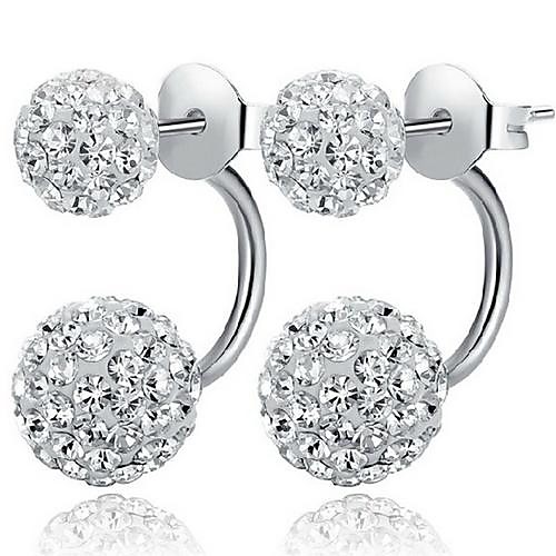 

Women's Cubic Zirconia Stud Earrings Jacket Earrings Double Ball Ball Ladies Classic Simple Style Elegant Bling Bling everyday Sterling Silver Cubic Zirconia Imitation Diamond Earrings Jewelry White