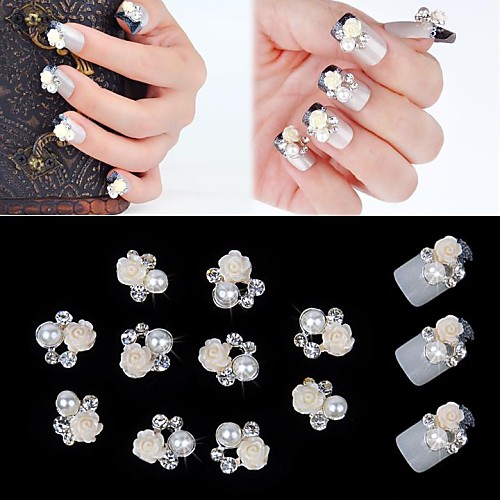 

10 pcs Metal Nail Art Kits & Accessories Flower Classic Wedding Daily Nail Jewelry for Finger Toe