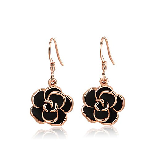 

Crystal Drop Earrings Roses Flower Ladies Vintage Party Work Casual Birthstones Cubic Zirconia Gold Plated Austria Crystal Earrings Jewelry Black / Screen Color For