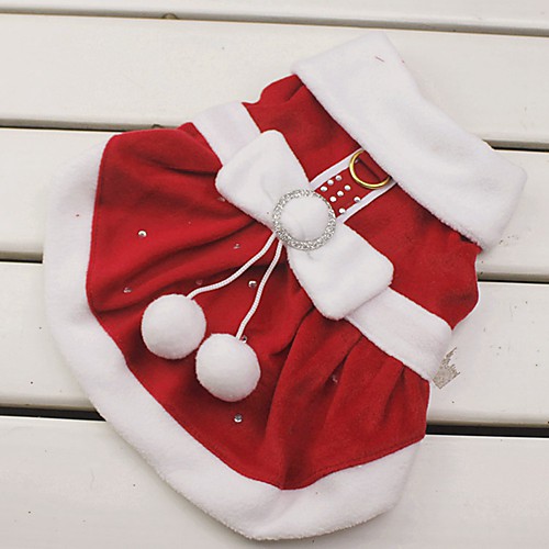 

Cat Dog Costume Dress Christmas Winter Dog Clothes Red Costume Cotton Bowknot Cosplay Christmas New Year's XS S M L XL XXL