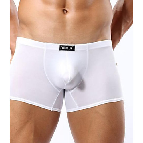 

Men's Silk Boxer Briefs Solid Colored Black White Red M L XL