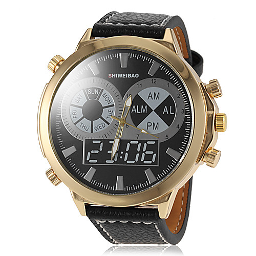 

Men's Military Watch Quartz Quilted PU Leather Black / Brown Casual Watch Analog Charm - White Black Brown