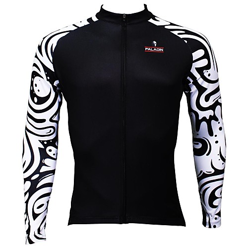 

ILPALADINO Men's Long Sleeve Cycling Jersey Winter Polyester Black / White Patchwork Bike Jersey Top Mountain Bike MTB Road Bike Cycling Breathable Quick Dry Ultraviolet Resistant Sports Clothing