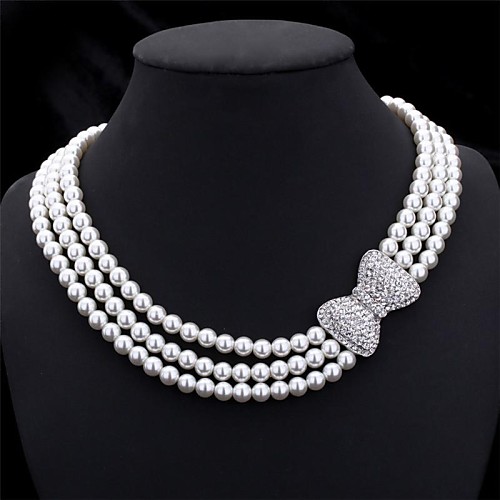 

Women's Pearl Choker Necklace Chain Necklace Layered Beads Bowknot Ladies Elegant Bridal Multi Layer Pearl Imitation Pearl Rhinestone Necklace Jewelry For Wedding Party Anniversary Gift Cosplay