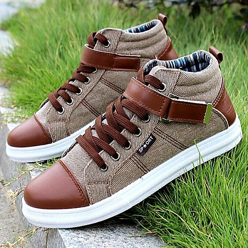 

Men's Flat Heel Comfort Casual Denim Leatherette Lace-up Spring Fall Winter Black Blue Khaki