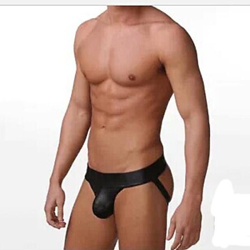 

Men's Cut Out G-string Underwear Solid Colored Low Waist Black S M L