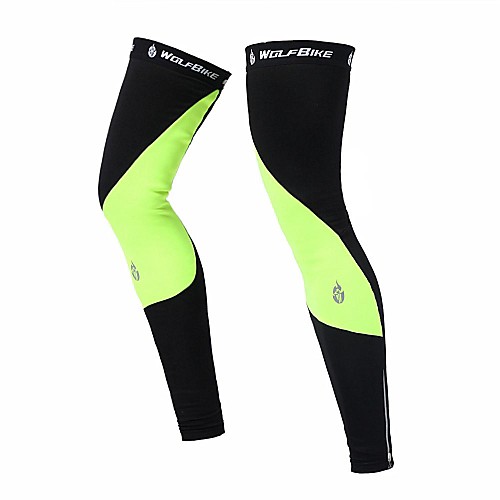 

1 Pair WOLFBIKE Leg Warmers / Knee Warmers Patchwork UPF 50 Thermal / Warm Lightweight Bike Black Green Fleece Polyester Spandex Winter for Men's Women's Adults' Road Bike Mountain Bike MTB Running