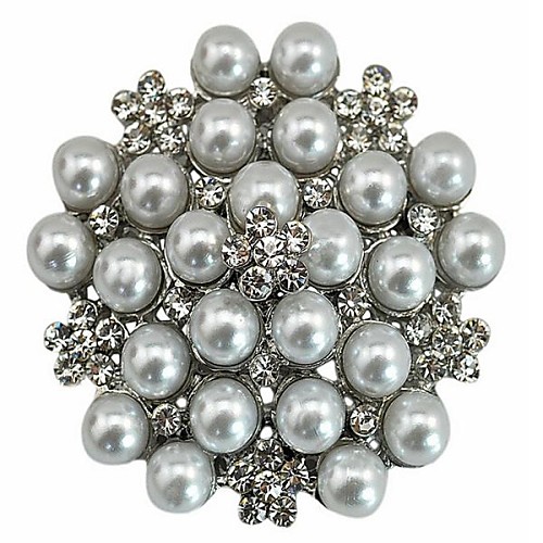 

Rhinestone Crystal Wedding Bridal Bouquet Golden Flower Pearl Brooch