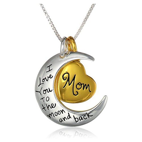 

Women's Pendant Necklace Engraved Mother Daughter Heart Crescent Moon i love you to the moon and back Magic Relationship Fashion Initial Alloy Gold / White Necklace Jewelry 1pc For Daily Casual
