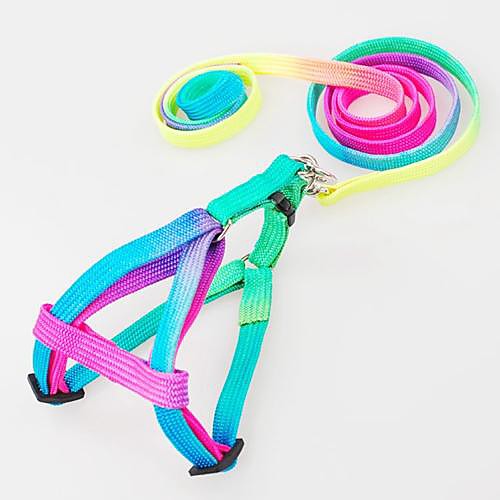 

Dog Harness Leash Slip Lead Adjustable / Retractable Nylon Rainbow