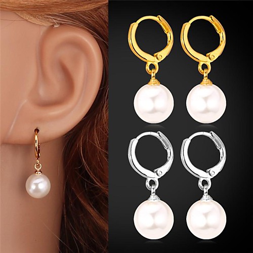 

Women's Pearl Drop Earrings Ladies Birthstones Pearl Imitation Pearl Platinum Plated Earrings Jewelry Silver / Golden For Wedding Party Daily Casual Sports Masquerade / Gold Plated