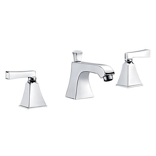 

Bathroom Sink Faucet - Widespread Chrome Centerset Two Handles Three HolesBath Taps