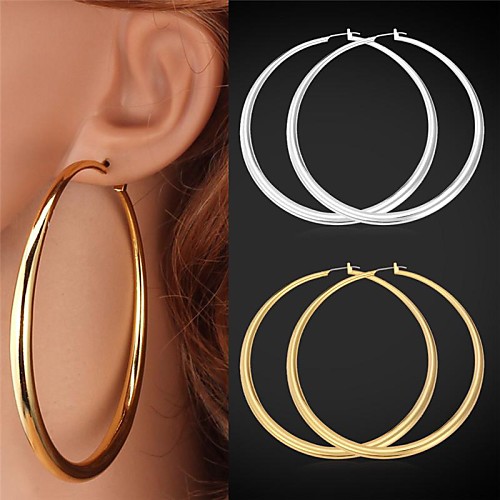 

Women's Hoop Earrings Machete Statement Ladies Simple Style Huge Platinum Plated Gold Plated Earrings Jewelry Silver / Golden For Wedding Party Gift Daily Casual