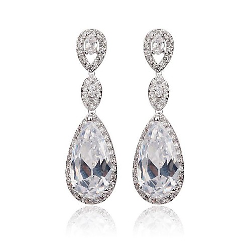 

Women's White Cubic Zirconia Drop Earrings Ladies Classic Cubic Zirconia Earrings Jewelry White For Wedding Party Masquerade Engagement Party Prom