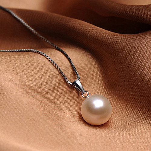 

Women's Pendant Necklace Ladies Simple Fashion Folk Style Pearl Sterling Silver White Necklace Jewelry For Special Occasion Birthday Gift