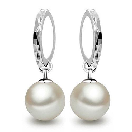 

Women's Pearl Drop Earrings Hoop Earrings Ball Dainty Ladies Elegant Bridal everyday Pearl Sterling Silver Earrings Jewelry Pearl White / Screen Color For Wedding Party Gift Daily Casual Masquerade