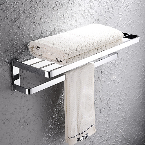 

Simple Towel Bar Contemporary Brass 2 pc - Hotel bath Double