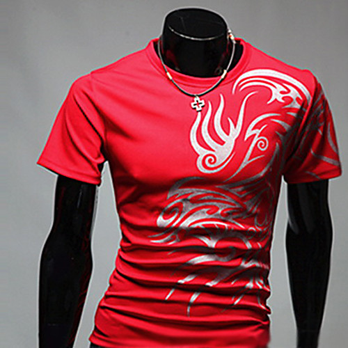 

Men's T shirt Geometric Classic Style Sporty Daily Tops White Black Red